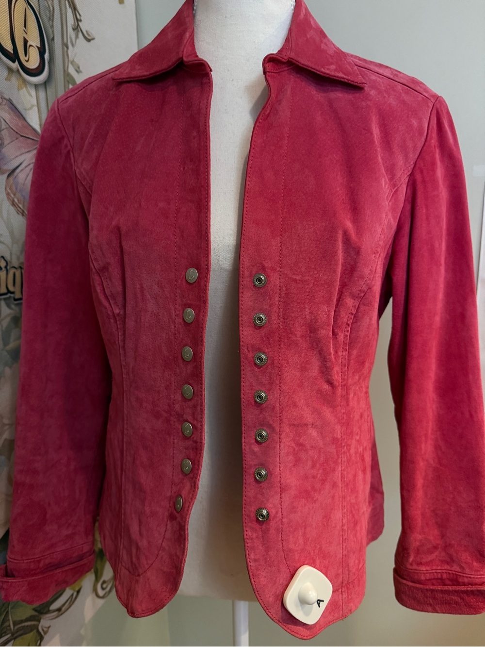 Raspberry Pink Suede Button-Front Jacket - Picture 10 of 12